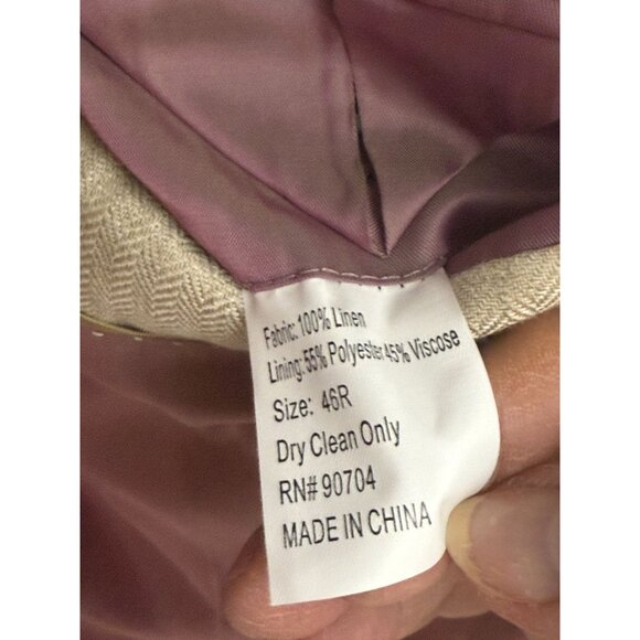 Alan Flusser 100% Linen Men's Sport Coat Jacket Beige Neutral Summer - Picture 11 of 12